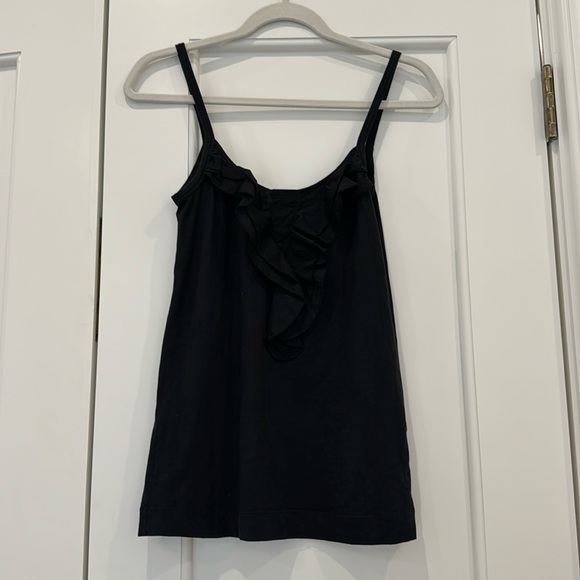 Theory Black Ruffle-Front Tank Top - Picture 1 of 7